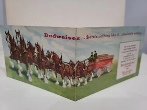 1955 Budweiser Werbe Klappkarte Rathaus Gitter Waltham, MA Clydesdales - Bild 1 von 7