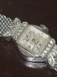 vintage Bulova square face diamond windup women's silvers silver watch 21 Jewels - Picture 1 of 6