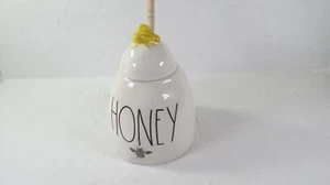 Rae Dunn White Honeypot Honey Bumble Bee Artisan Collection by Magenta NEW - Picture 1 of 8