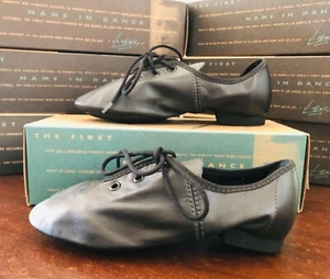 LEO’S JAZZ BLACK LEATHER CHILD 1.5 M ECONO SPLIT SOLE LACE UP DANCE SHOES Sz 1.5 - Picture 1 of 10