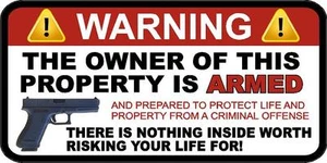 Owner is Armed Decal Gun Security Warning 2nd Amendment 2A Sticker choose size - Bild 1 von 1