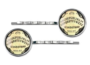 Gothic Ouija Spirit Board Silver Plated Glass Halloween Hair Clip Barrette Set - Picture 1 of 1