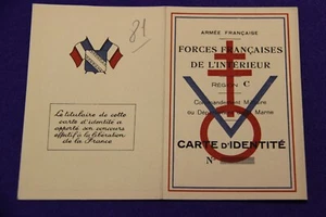 CARTE  DES F F I   VIERGE   REGION C  DEPARTEMENT DE LA MARNE   1944 W W2  N° 81 - Picture 1 of 3