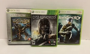 Xbox 360 Game Lot (3) / Bioshock, Dishonored, DarkSector / VG Condition - Picture 1 of 8