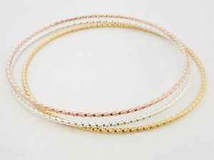 10 K. & 14 K. Solid Gold(Not Hallow) Twisted Wire Stacking Bangle Bracelet - Picture 1 of 16