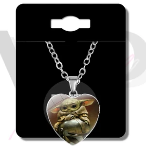 Baby Yoda das Kind Halskette Cabochon Anhänger herzförmig SÜSS ICH WEISS DAS I - Bild 1 von 7