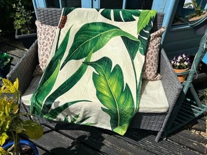 Lussuosa coperta in pile a tema foglie tropicali - bel regalo - nuovo stock. - Foto 1 di 2