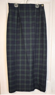 Falda envolvente a cuadros escoceses tartán reloj largo anexo esquina informal talla 6 Academia Foto 1 de 4