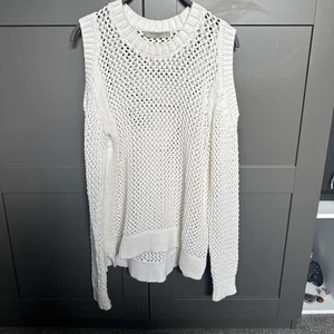 AllSaints Women's Knit Jumper Cream Size Large, Cut Out Shoulders - Picture 1 of 9