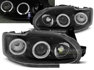 Headlights for Ford ESCORT MK7 7 95-00 Angel Eyes Black WorldWide FreeShip US LP - Bild 1 von 11