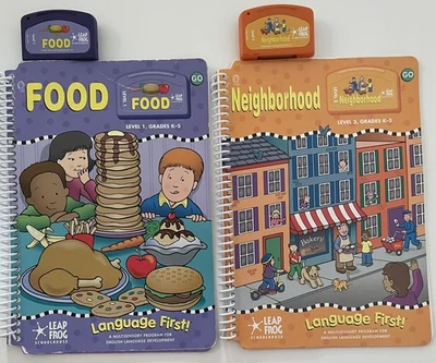 NEIGHBORHOOD & FOOD Leap Frog Schoolhouse Language Book & Cartridge Interactive - Image 1 of 4