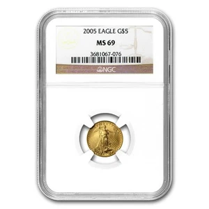 2005 1/10 oz American Gold Eagle MS-69 NGC - Picture 1 of 3