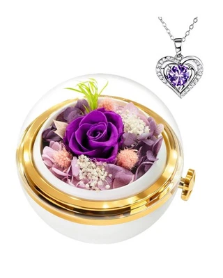 HVY Birthday Gifts for Women Preserved Real Rose with Necklace Forever Flower... - Image 1 of 4