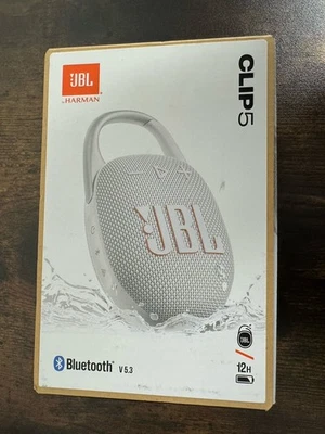 JBL Clip 5 Portable Waterproof Wireless Speaker (White) - Image 1 of 3