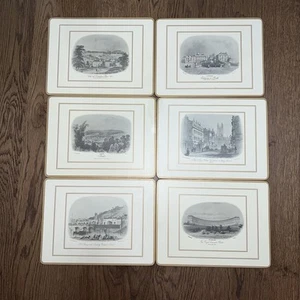 Pimpernel British Heritage #400 Bath White Set/6 Placemats Lunch Size Corkback - Imagen 1 de 12