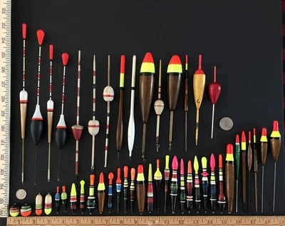 Vintage Wooden Fishing Bobbers / Floats / Mixed Sizes & Eras LOT (47) - Image 1 of 4