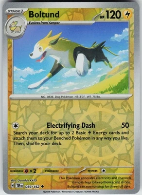 Pokemon Boltund 059/162 SV05: Temporal Forces NM Reverse Holo card - Image 1 of 2