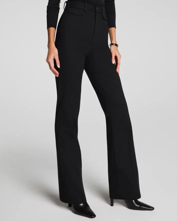 HOT SELLING SPANXsupersmooth™ Stretch Twill Easy Flare Pant, Classic Black - Image 1 of 1