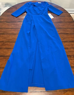 Kay Unger Maxi Walk Thru Gown with Pockets, Blue - Size 6 - Image 1 of 4