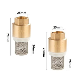 2PCS 3/4" NPT Inline Check Foot Valve Brass Spring Loaded With Filter 200 PSI - Picture 1 of 4