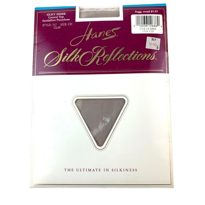 Hanes Silk Reflections Sandalfoot Sheer Control Top Panty Hose Hosiery CD Clay - Image 1 of 4