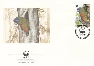 Birds Parrots WWF St Lucia FDC #1 1987 (145218) - Picture 1 of 1