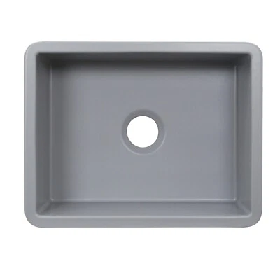 HIGHPOINT COLLECTION 24" Single Bowl Fireclay Island Bar or Prep Kitchen Sink Matte GREY Gray
