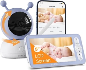 5" 1080p WiFi Baby Monitor Via Screen and App Control, Video Record & Playback - Picture 1 of 8