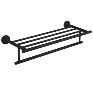 BWE 24 in. Toallero de baño con 2 barras de toallas soporte de montaje en pared en negro mate - Imagen 1 de 8