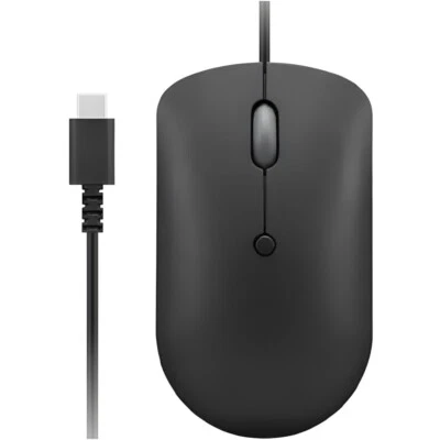 Lenovo GY51D20875 400 USB-C Wired Compact USB-C Mouse 2400 DPI 4 Buttons Black - Image 1 of 4
