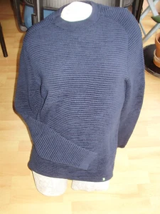 Hugo Boss Pullover dunkelblau Querrippen L 100% Schurwolle - Bild 1 von 7