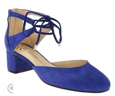 Isaac Mizrahi Konnie Tacones Zapatos con Cordones Azul Gamuza Tacón Bloque Talla 10 M NUEVO Foto 1 de 4