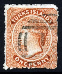 TÜRKEN & CAICOS INSELN QV 1873-9 1d. Dull Red Wmk Star Sideways SG 5 sehr guter Zustand - Bild 1 von 2