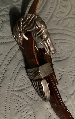 ONYX By Brighton Cinturón de Cuero Marrón Hebilla Cabeza de Caballo Talla 32 Foto 1 de 4