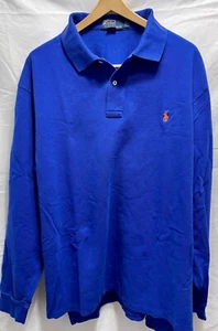 POLO Ralph Lauren LS Polo Herren Gr. 2XLTall Blau 100 Baumwolle Band Manschette Orang Pony - Bild 1 von 16