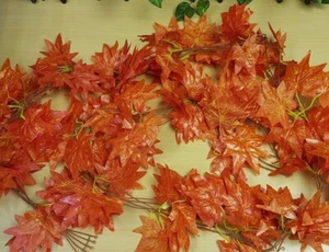 Artificial Trailing Ivy Garland Plant Flowers Garden Vine Leaf Foliage RED MAPLE - Picture 1 of 10