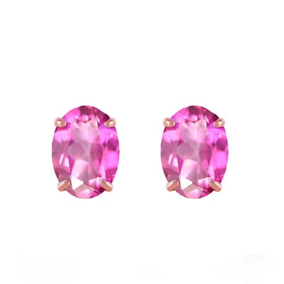 1.8 Carat 14K Solid Rose Gold Panache Pink Topaz Stud Gemstone Earrings - Image 1 of 4