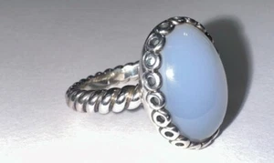 Retired Pandora Silver Blue Chalcedony Stone Forever My Friend Compose Ring 6.5 - Picture 1 of 6