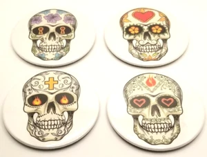 4 Drink Coaster Set-Day of the Dead-3.5 inch Cork Coasters - Picture 1 of 6
