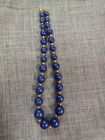 Vintage Blue and Gold Tone Ball Choker Necklace Short Evening Jewelry