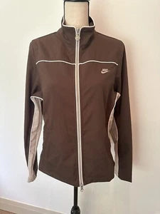 Vintage Nike Brown Track Jacket Zip Front Trim Logo Medium Y2K Retro - Bild 1 von 1