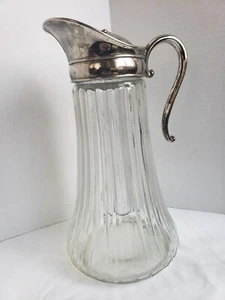 1930's Cut Glass Wine Decanter with Sliver-Tone Lid and Ice Insert #21936 #OSSH - Picture 1 of 13