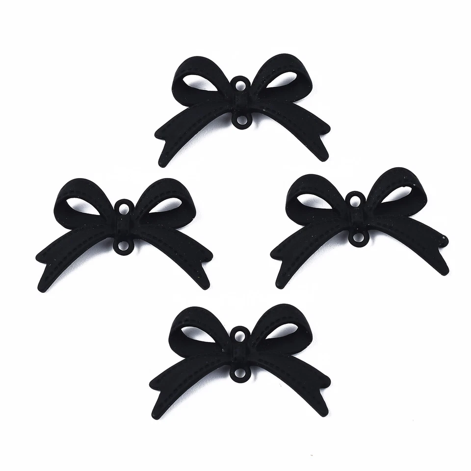 100 pcs Black Spray Painted Lead Free Alloy Link Bowknot Connectors 17x27x5mm - Image 1 of 3