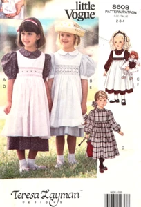 Vogue Pattern 8608 Toddlers Girls Smocked Pinafore & Dress: Sizes 2 3 4 - Picture 1 of 4