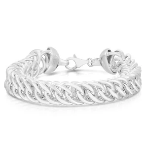 Italian 925 Sterling Silver Thick Franco Link Chain Bracelet For Women - 7.5" - Picture 1 of 4