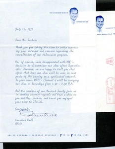 LAWRENCE WELK TYPED LETTER SIGNED REGARDING SHOW CANCELLATION , SYNDICATION - Picture 1 of 1
