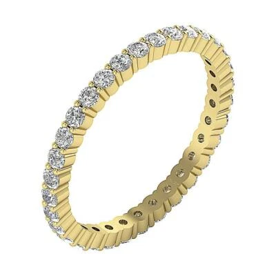 VS1 F 1.10 Ct Round Cut Diamond Eternity Wedding Ring Prong Set 14K Yellow Gold - Image 1 of 4