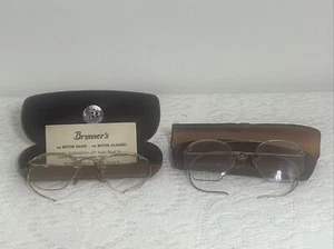 2 Vintage Rimless Prescription Eyeglasses With Original NJ Opticians Cases - Picture 1 of 12