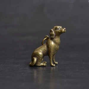 Chinese pure brass dog small statue pendant - Picture 1 of 6