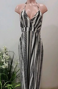 Nwt Cuoshe Striped Print V Neck Summer Dress - Size M - Picture 1 of 10